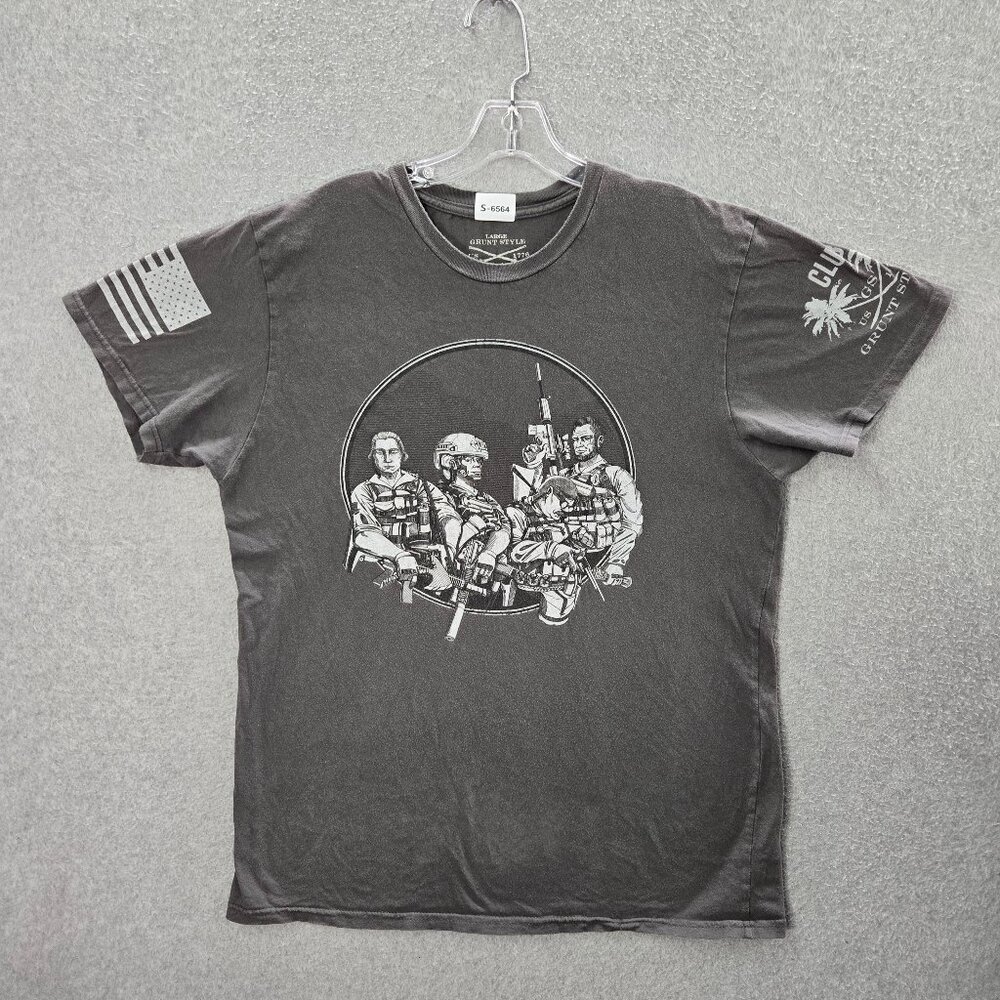 Grunt Style Men Shirt Large Gray President Army Club Graphic Short Sleeve Tee